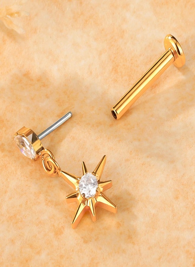 Humorrap Gold Threadless Flatback Stud Earrings for Women 18G 6mm 8mm - ASTM F136 Titanium Earrings Cartilage Piercing Jewelry - Image 4